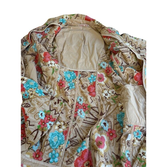 Johnny Was Floral Button-Front Embroidered Trench Coat Size Medium - Picture 6 of 11